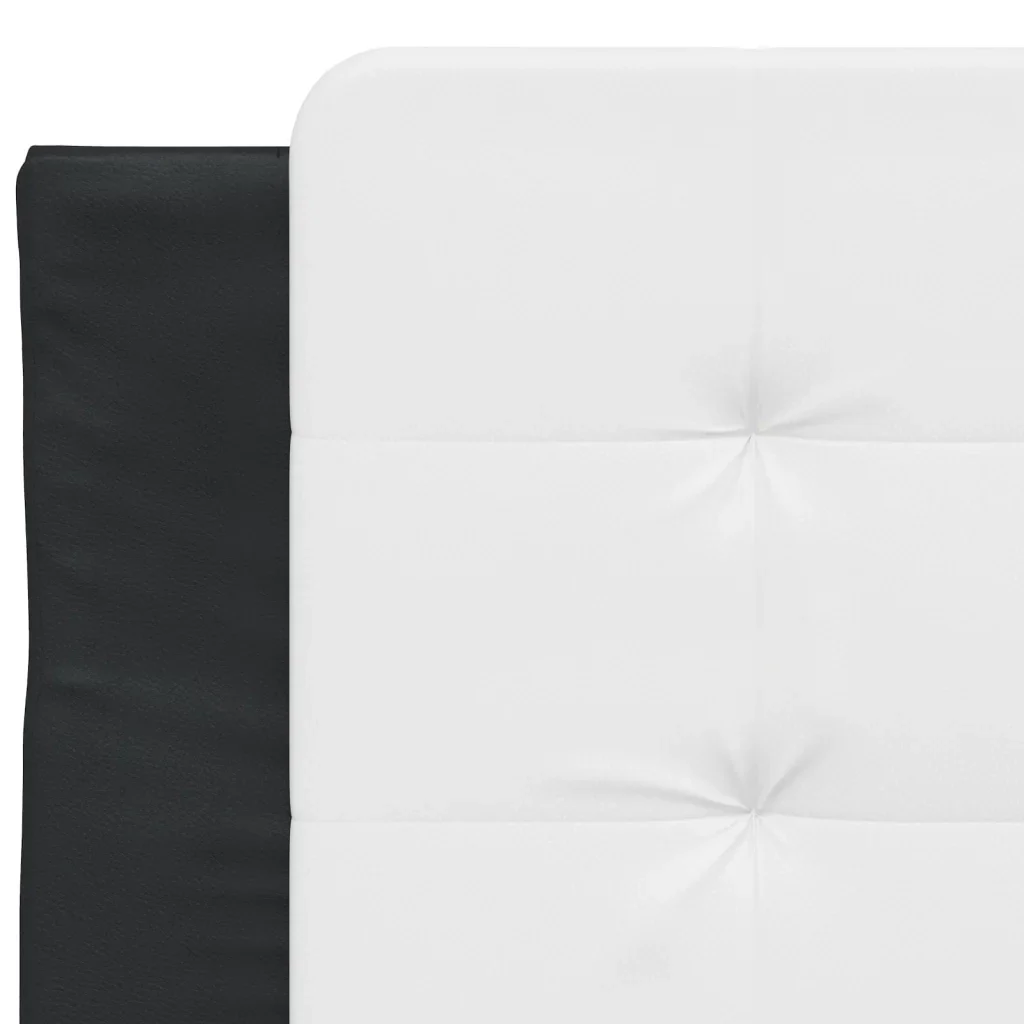 Letto singolo | Letto per adulti | Giroletto senza Materasso Zadar Nero e Bianco 90x190 cm in Similpelle - Image 7
