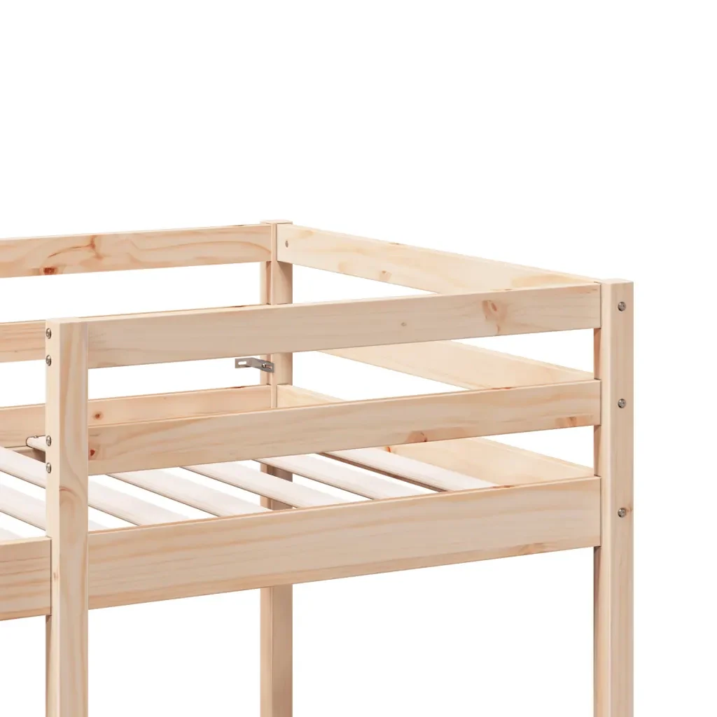 Letto singolo | Letto per adulti | Giroletto Soppalco con Scrivania e Sedie 75x190cm Legno Pino - Image 8