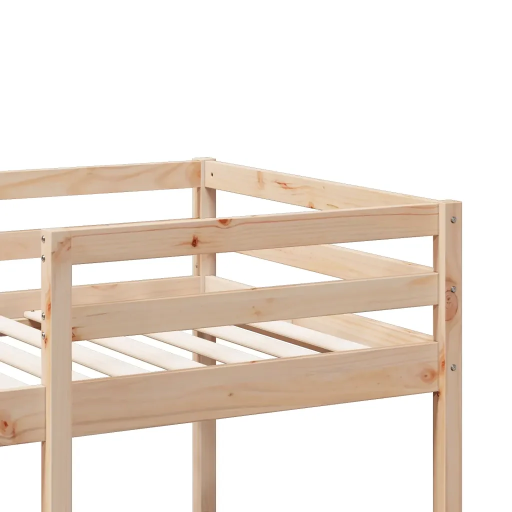 Letto singolo | Letto per adulti | Giroletto Soppalco senza Materasso 75x190cm Legno Massello Pino - Image 8