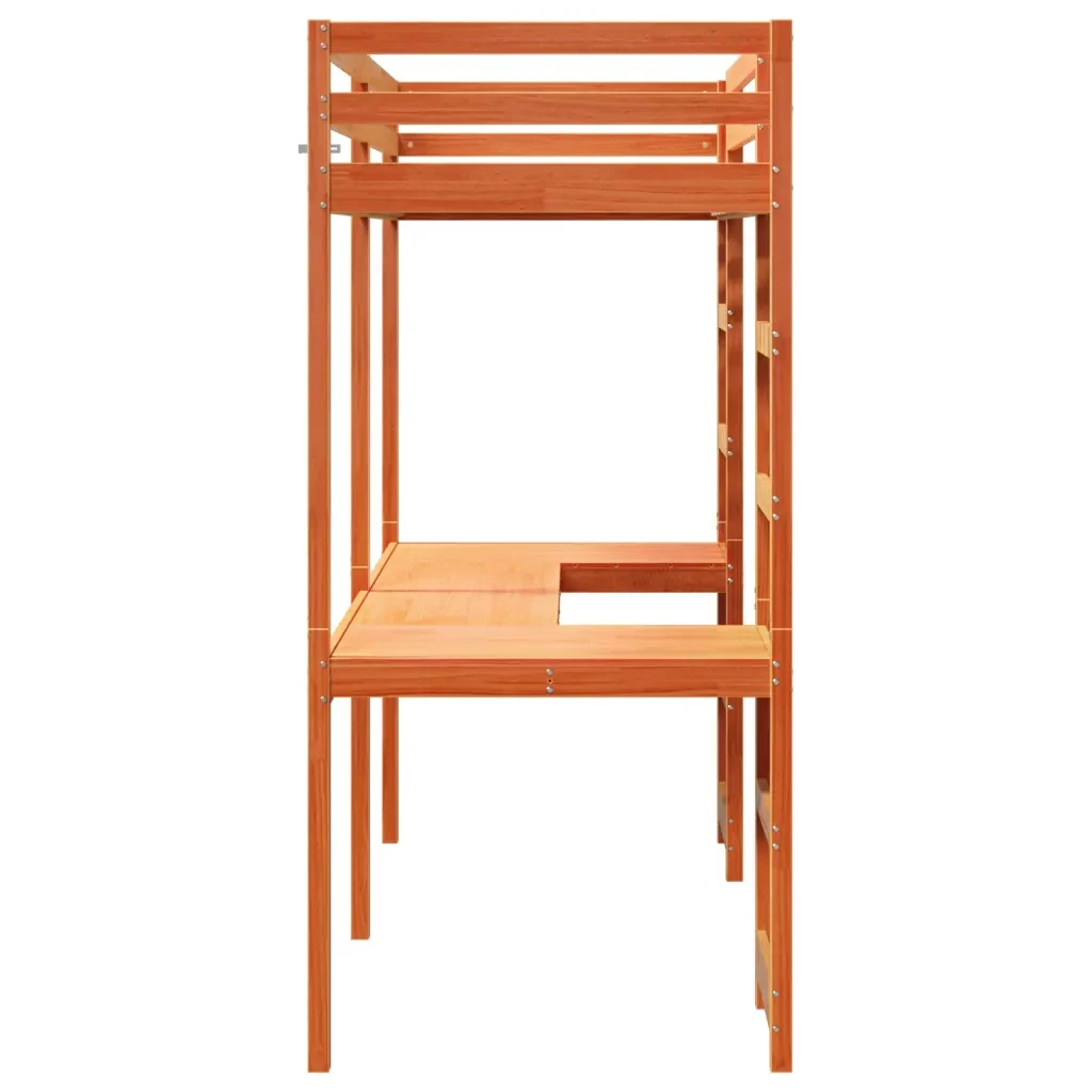 Letto singolo | Letto per adulti | Giroletto Soppalco senza Materasso Marrone Cera 80x200cm Pino - Image 6