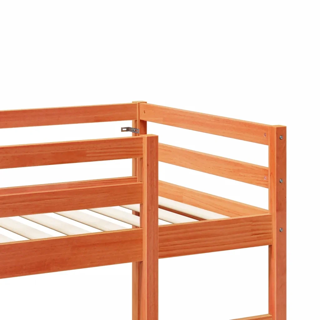 Letto singolo | Letto per adulti | Giroletto Soppalco senza Materasso Marrone Cera 80x200cm Pino - Image 8