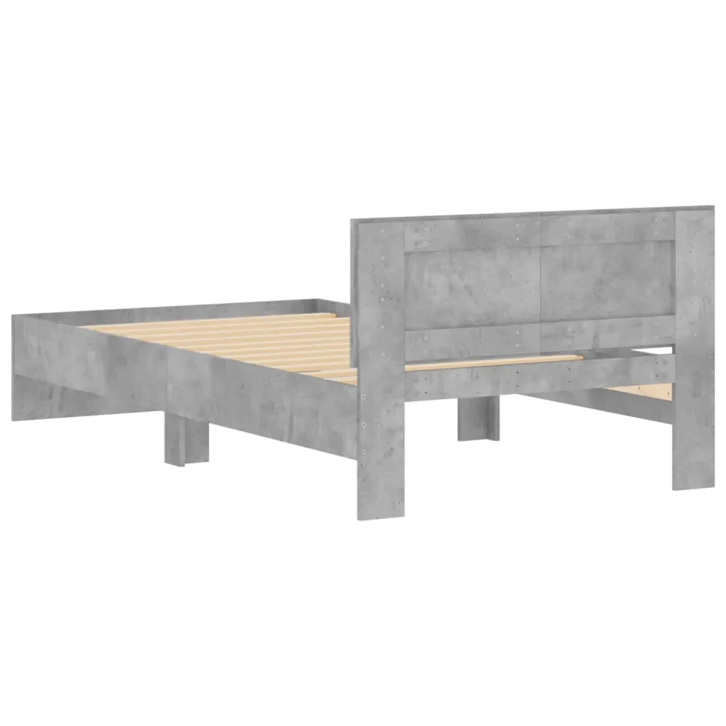 Letto singolo | Letto per adulti | Giroletto Testiera Grigio Cemento 100x200 cm Legno Multistrato - Image 7