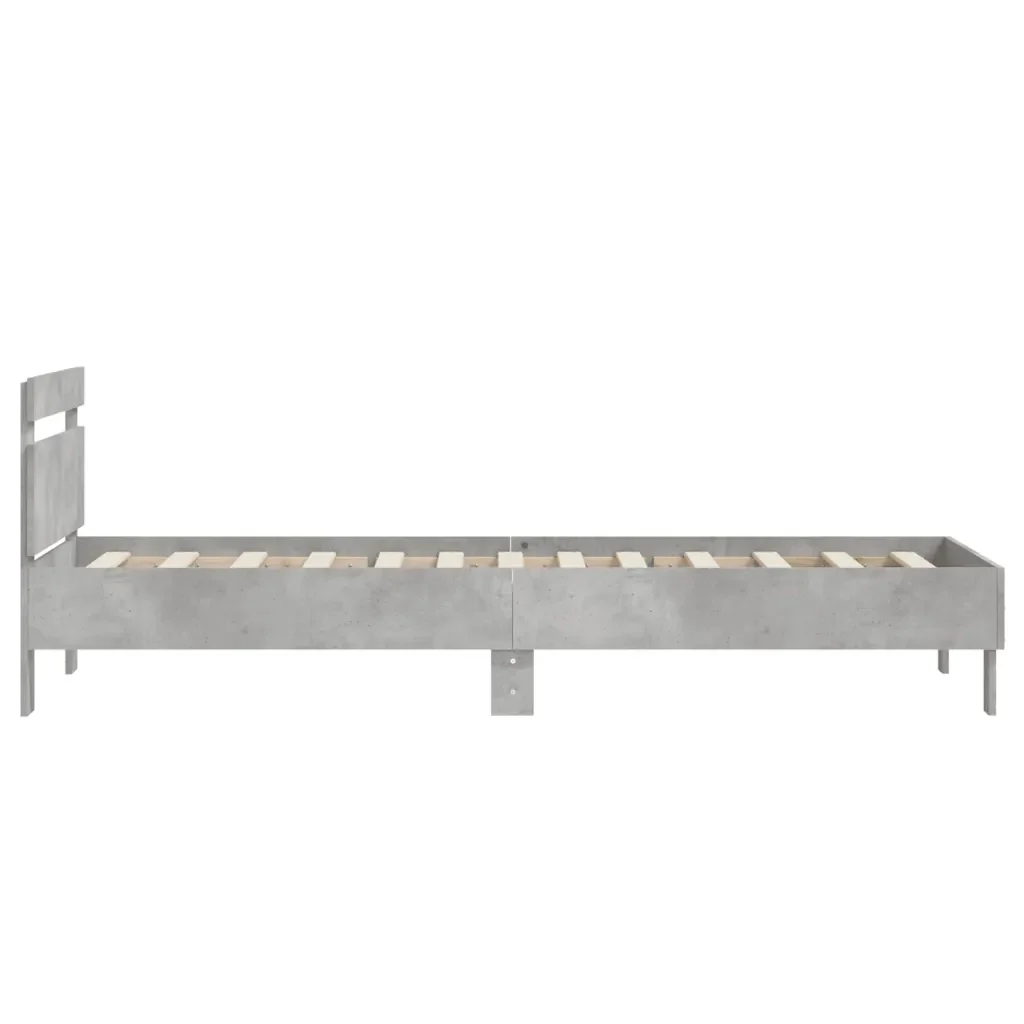 Letto singolo | Letto per adulti | Giroletto Testiera Grigio Cemento 75x190 cm Legno Multistrato - Image 6