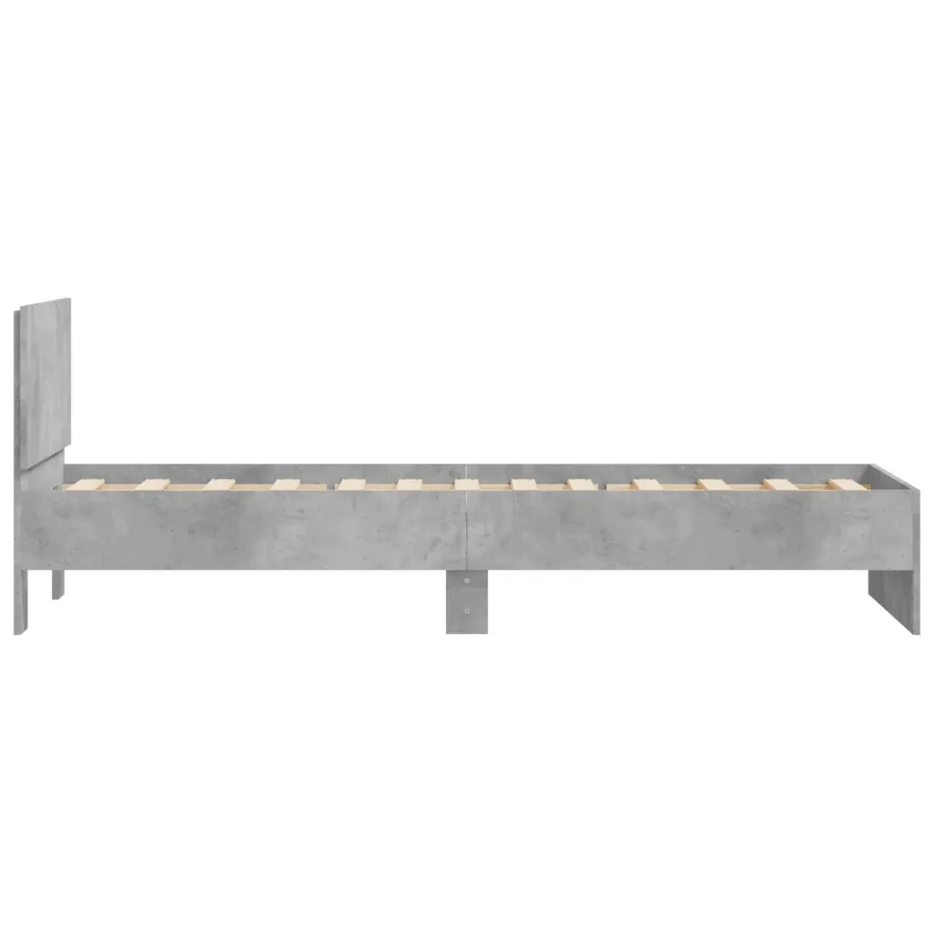 Letto singolo | Letto per adulti | Giroletto Testiera Grigio Cemento 90x200 cm Legno Multistrato - Image 6
