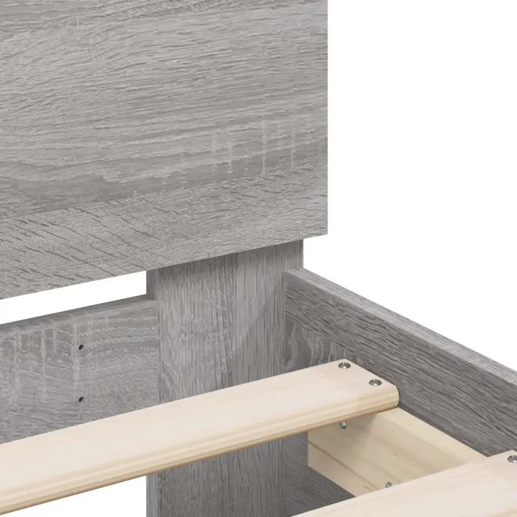 Letto singolo | Letto per adulti | Giroletto Testiera Grigio Sonoma 100x200 cm Legno Multistrato - Image 8