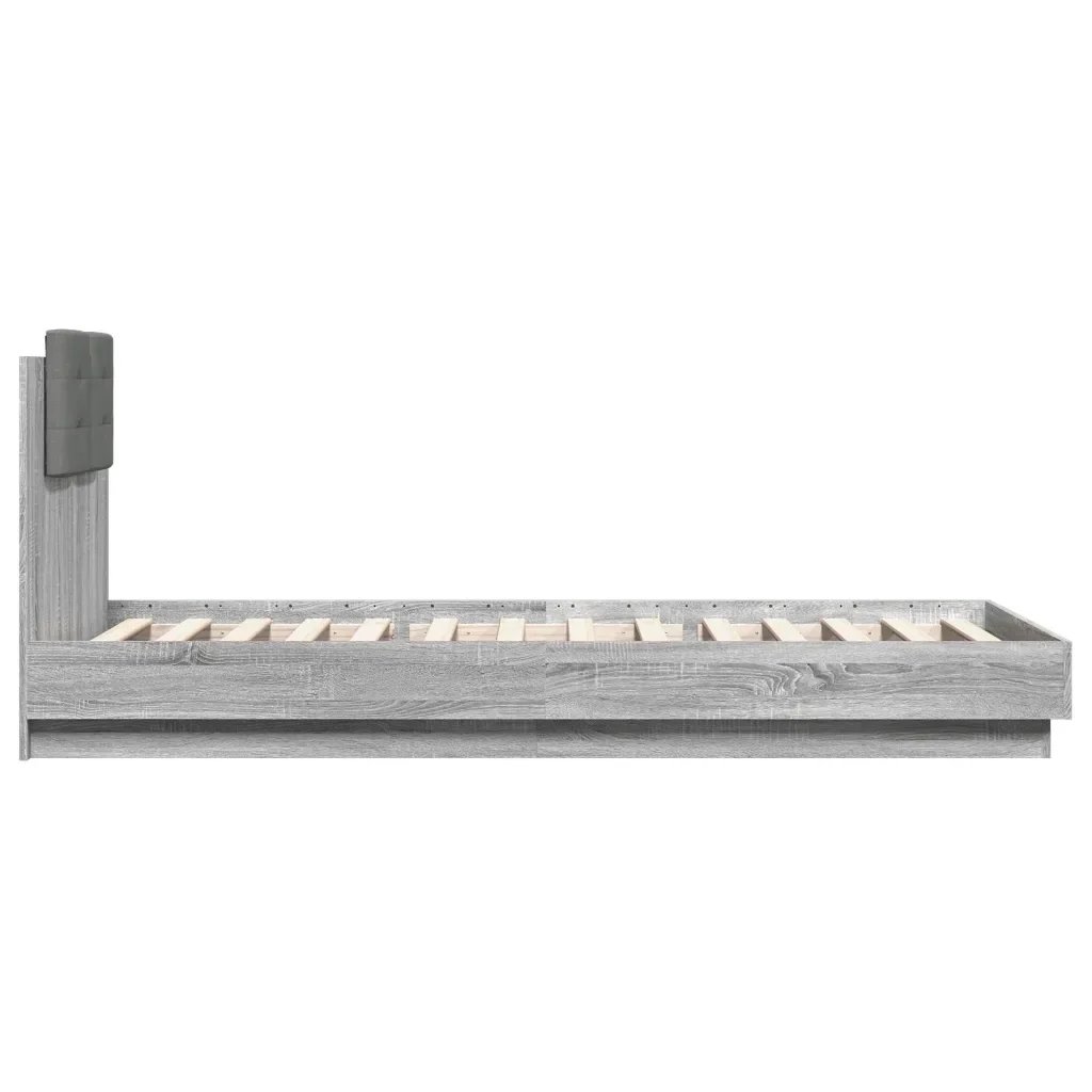 Letto singolo | Letto per adulti | Giroletto Testiera Grigio Sonoma 100x200 cm Legno Multistrato - Image 5