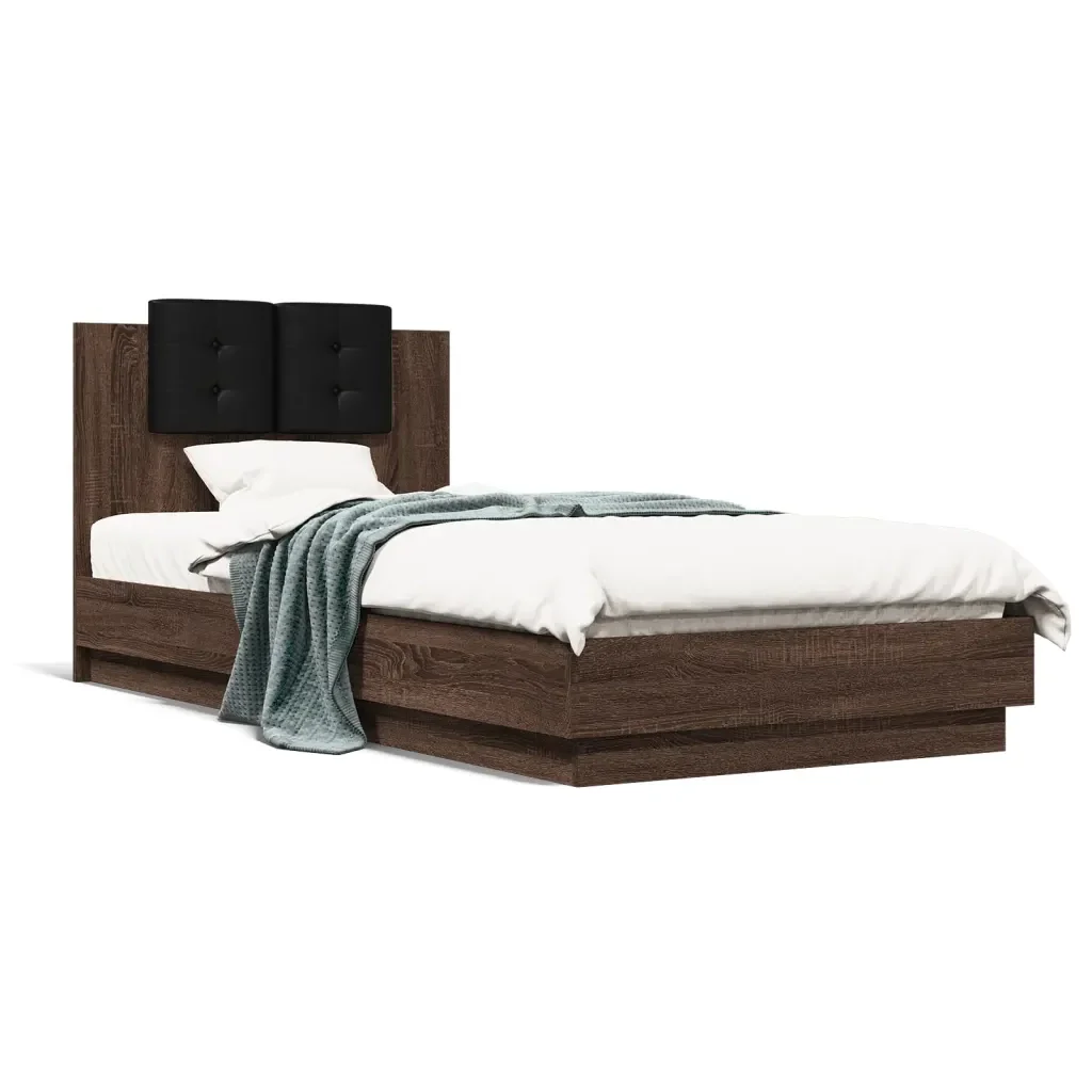 Letto singolo | Letto per adulti | Giroletto Testiera Rovere Marrone 100x200 cm Legno Multistrato