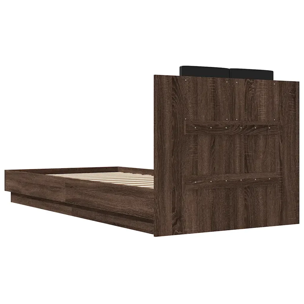 Letto singolo | Letto per adulti | Giroletto Testiera Rovere Marrone 100x200 cm Legno Multistrato - Image 6