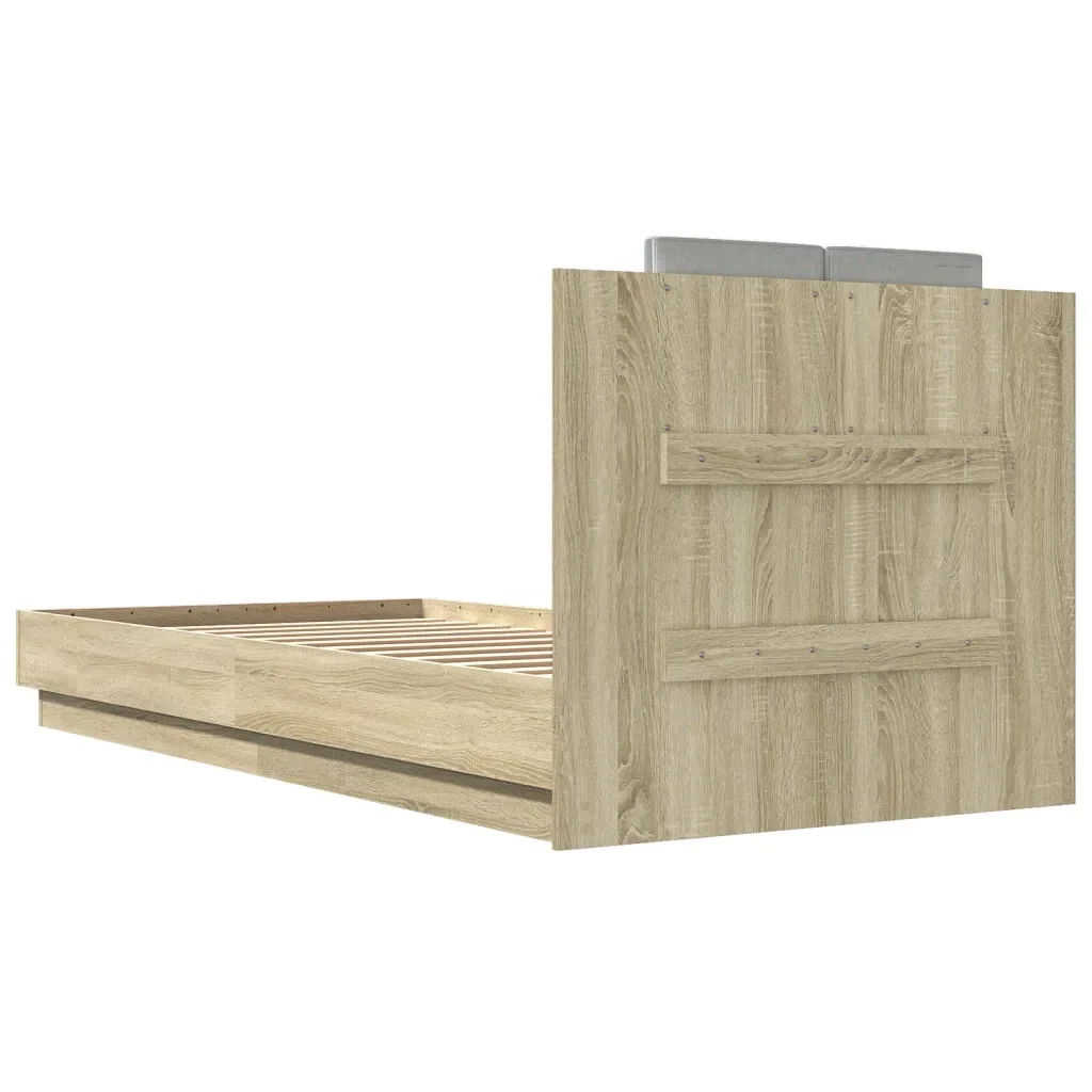 Letto singolo | Letto per adulti | Giroletto Testiera Rovere Sonoma 100x200 cm Legno Multistrato - Image 6