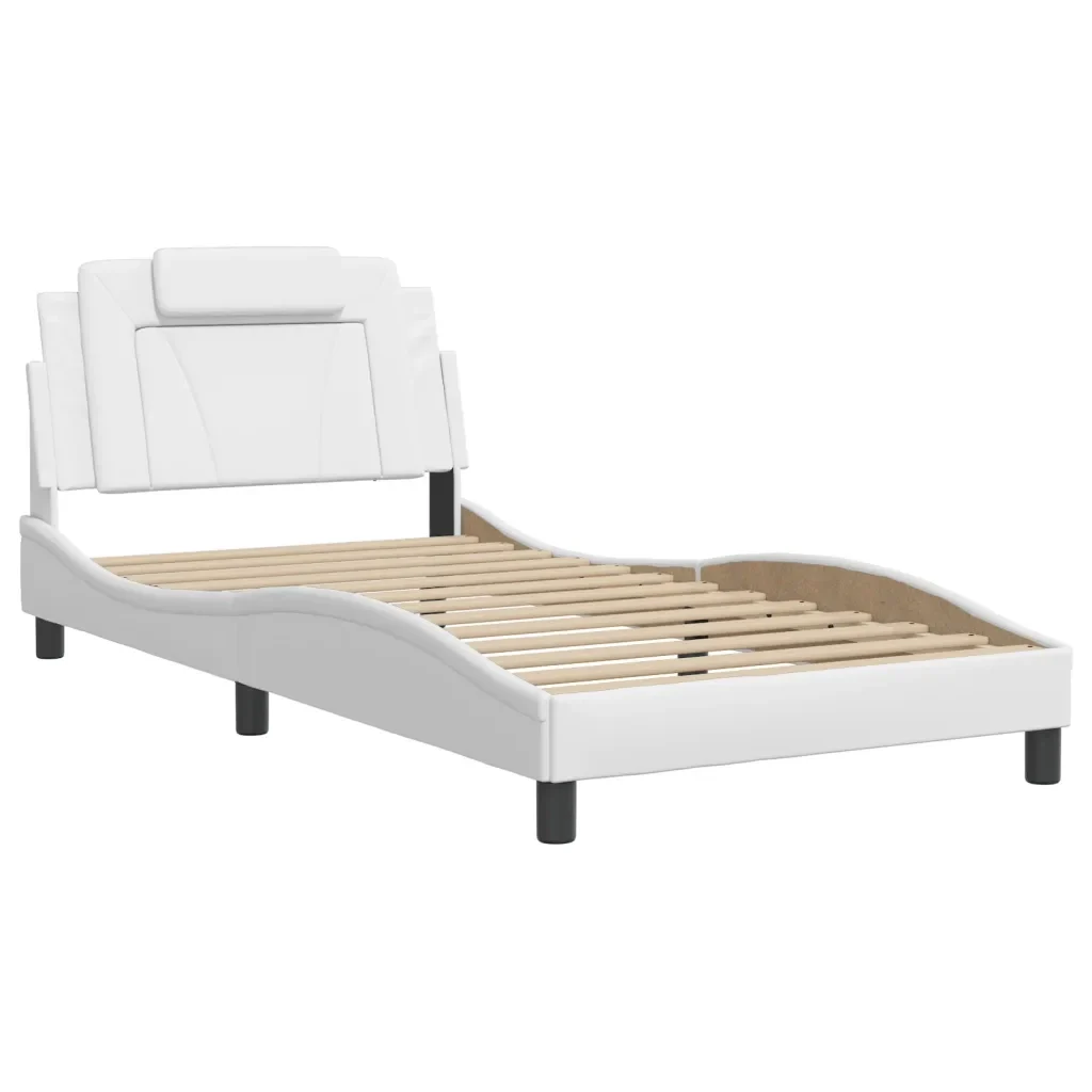 Letto singolo | Letto per adulti | Giroletto Viana con LED senza Materasso Bianco 100x200 cm - Image 4