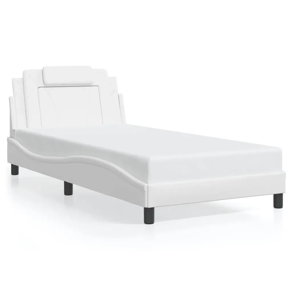 Letto singolo | Letto per adulti | Giroletto Viana con LED senza Materasso Bianco 100x200 cm - Image 5