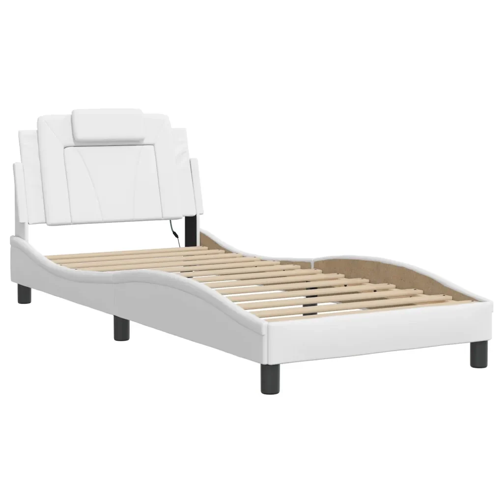 Letto singolo | Letto per adulti | Giroletto Viana con LED senza Materasso Bianco 80x200 cm - Image 4