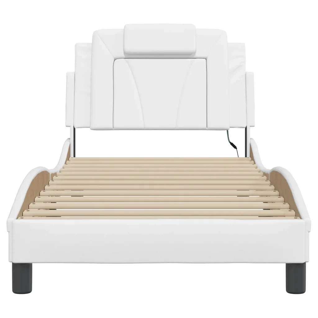 Letto singolo | Letto per adulti | Giroletto Viana con LED senza Materasso Bianco 80x200 cm - Image 6