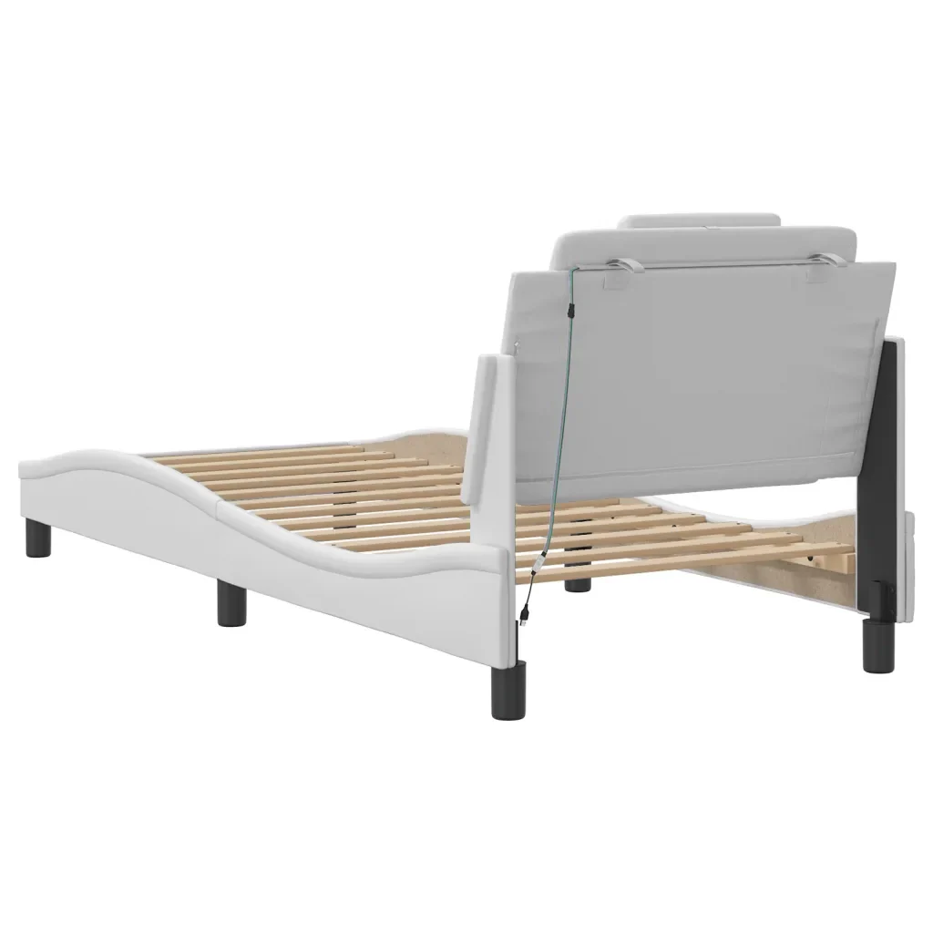 Letto singolo | Letto per adulti | Giroletto Viana con LED senza Materasso Bianco 90x200 cm - Image 10