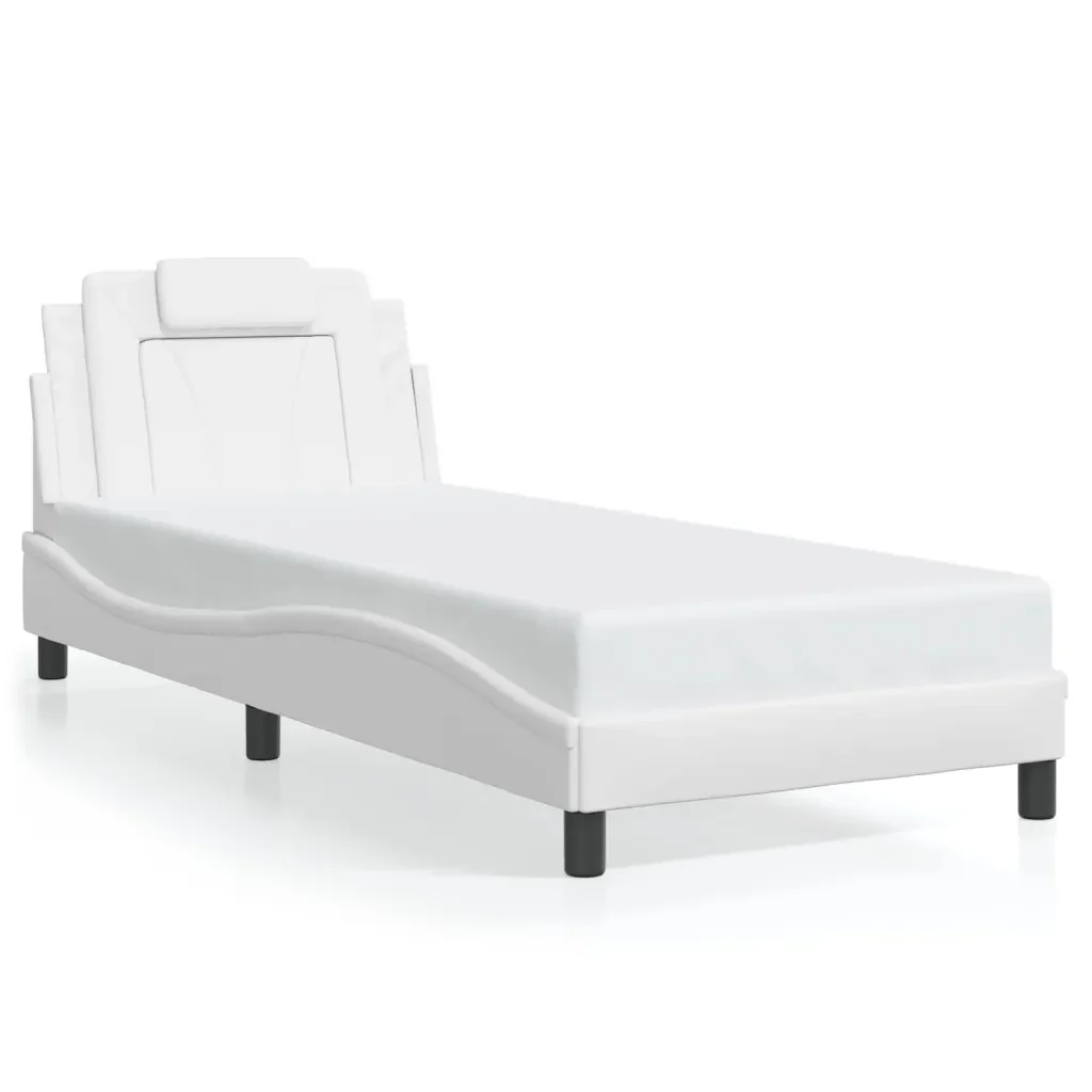 Letto singolo | Letto per adulti | Giroletto Viana con LED senza Materasso Bianco 90x200 cm - Image 5