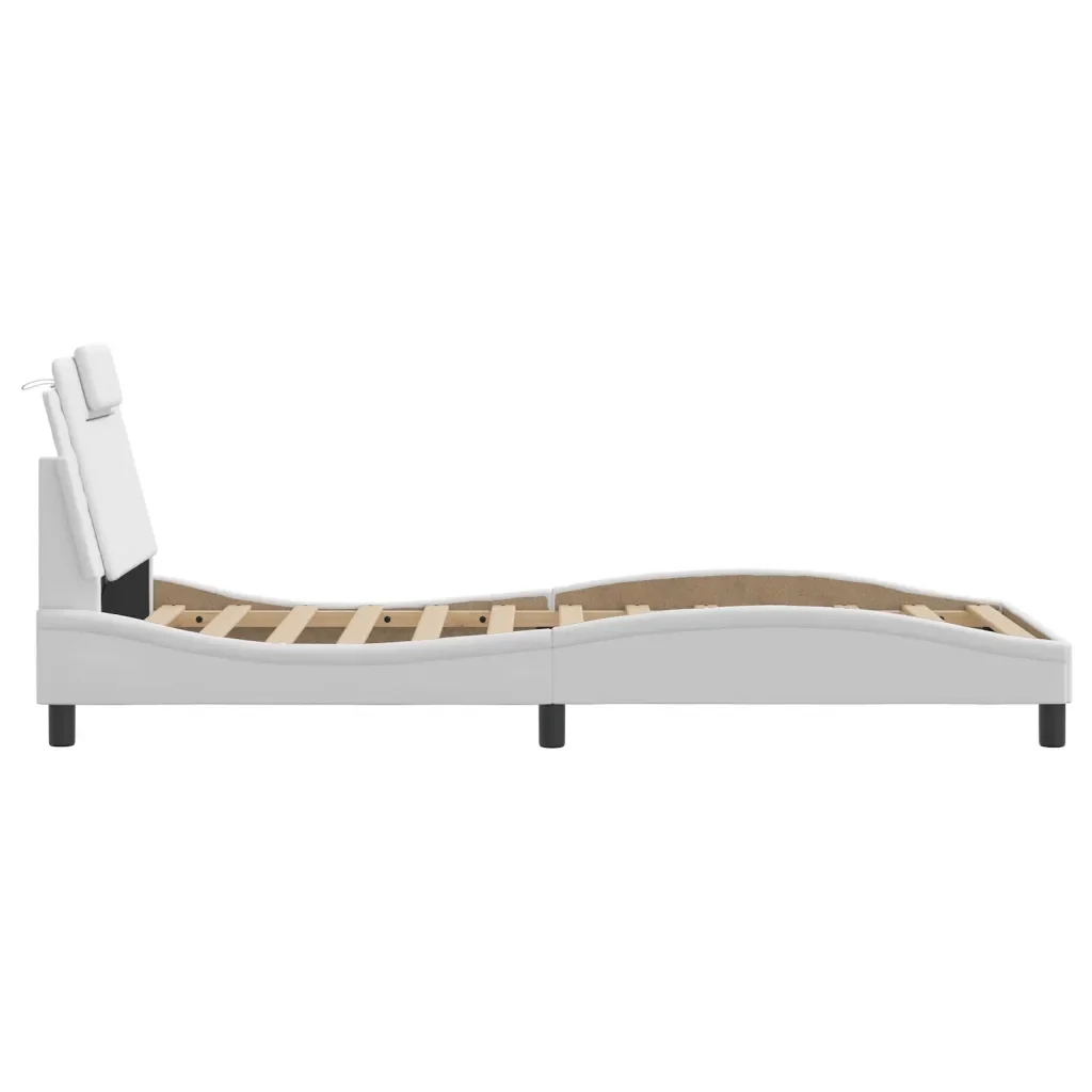 Letto singolo | Letto per adulti | Giroletto Viana con LED senza Materasso Bianco 90x200 cm - Image 9