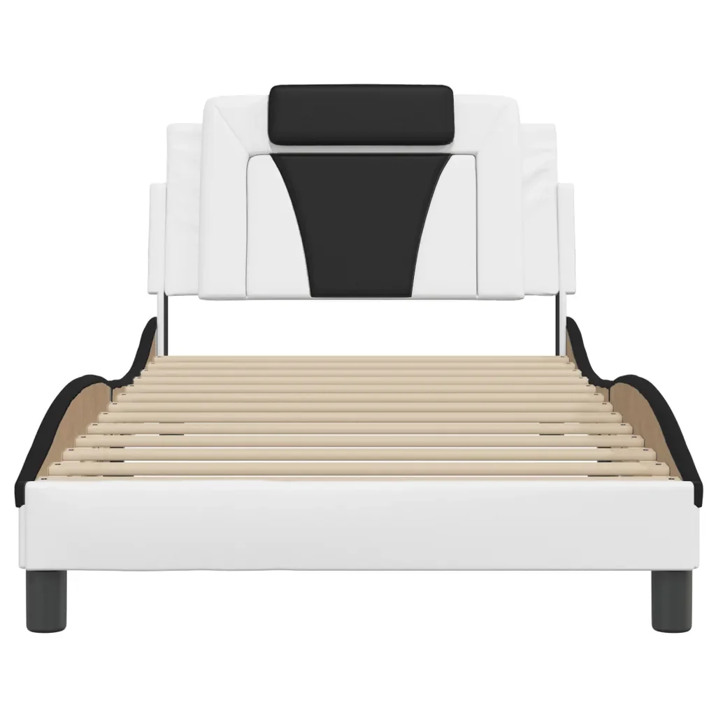 Letto singolo | Letto per adulti | Giroletto Viana con LED senza Materasso Bianco e Nero 100x200 cm - Image 6