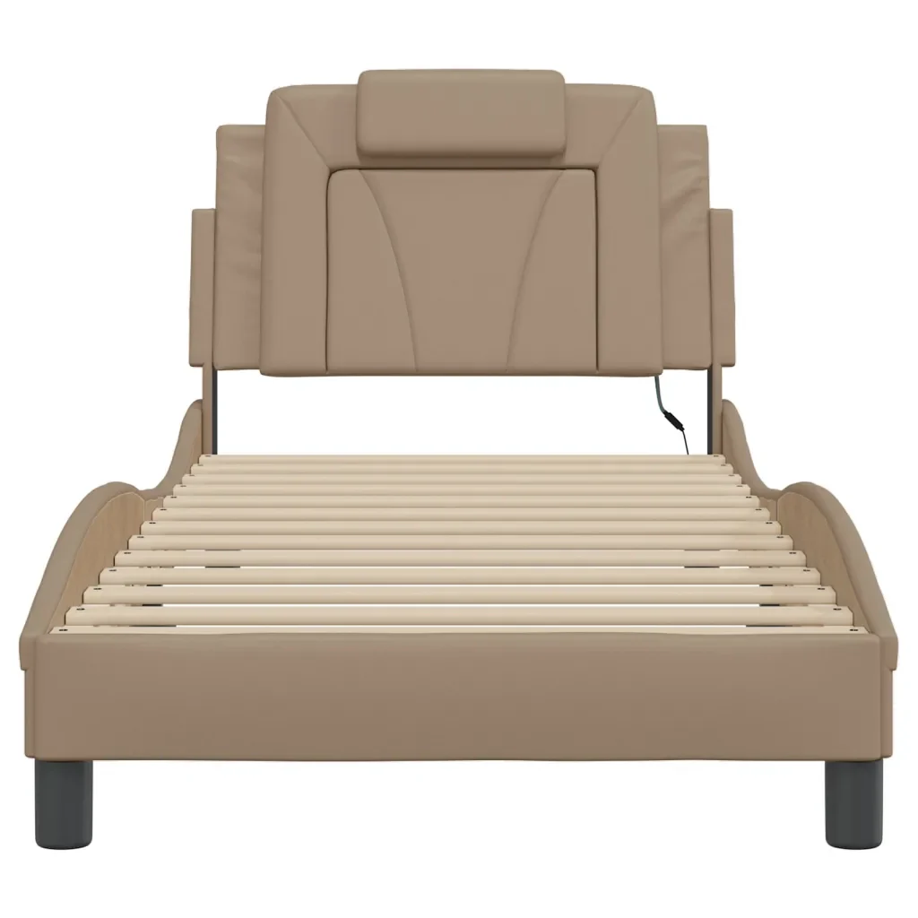 Letto singolo | Letto per adulti | Giroletto Viana con LED senza Materasso Cappuccino 80x200 cm - Image 6