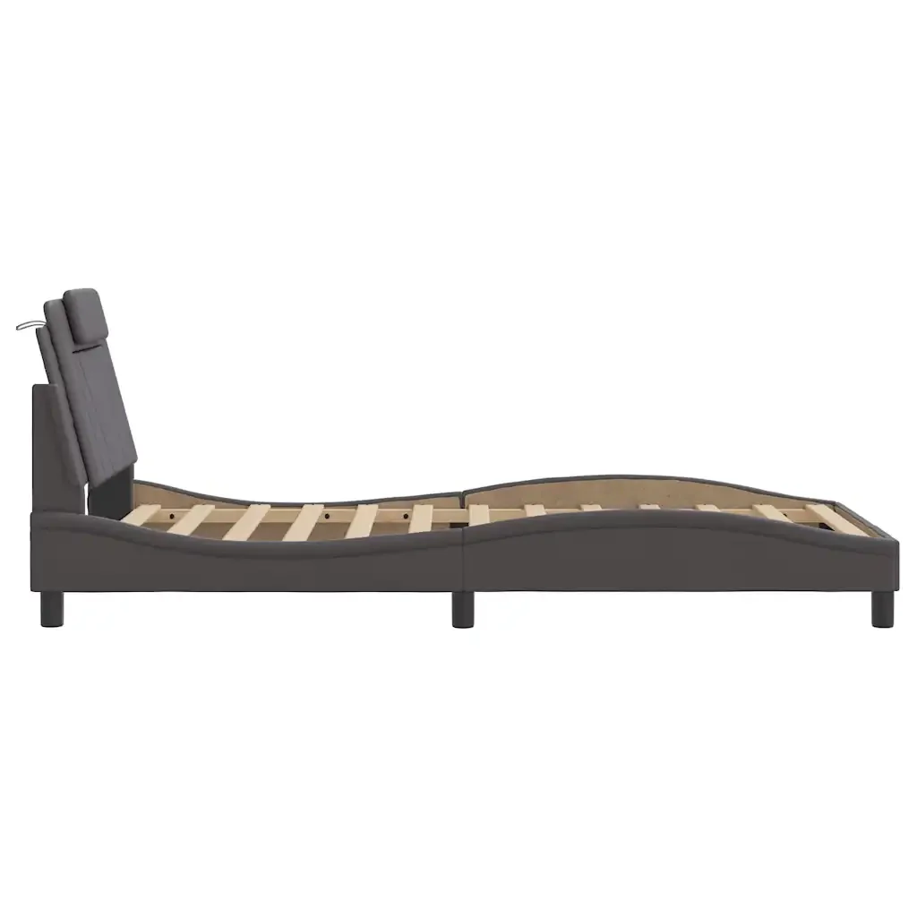 Letto singolo | Letto per adulti | Giroletto Viana con LED senza Materasso Grigio 100x200 cm - Image 9