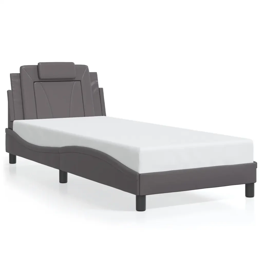 Letto singolo | Letto per adulti | Giroletto Viana con LED senza Materasso Grigio 80x200 cm - Image 5