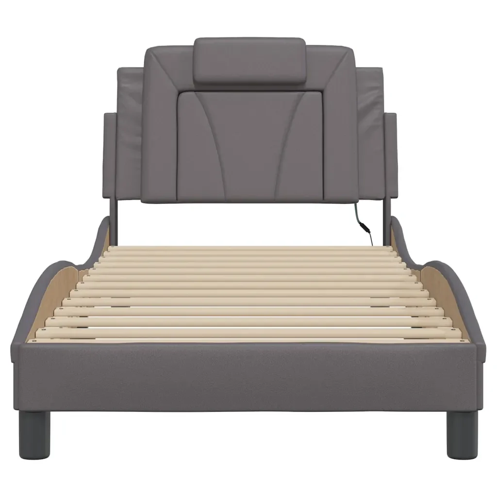 Letto singolo | Letto per adulti | Giroletto Viana con LED senza Materasso Grigio 80x200 cm - Image 6