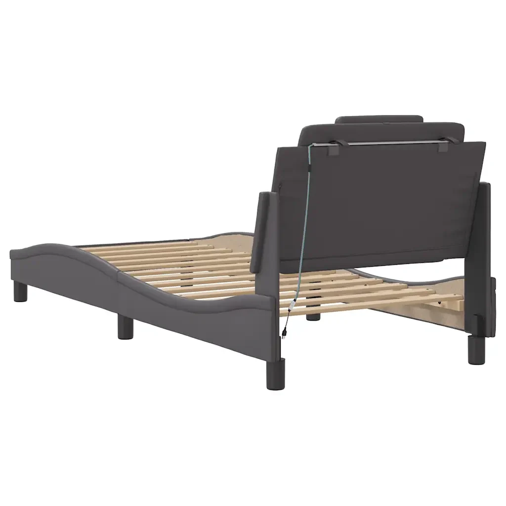 Letto singolo | Letto per adulti | Giroletto Viana con LED senza Materasso Grigio 90x190 cm - Image 10