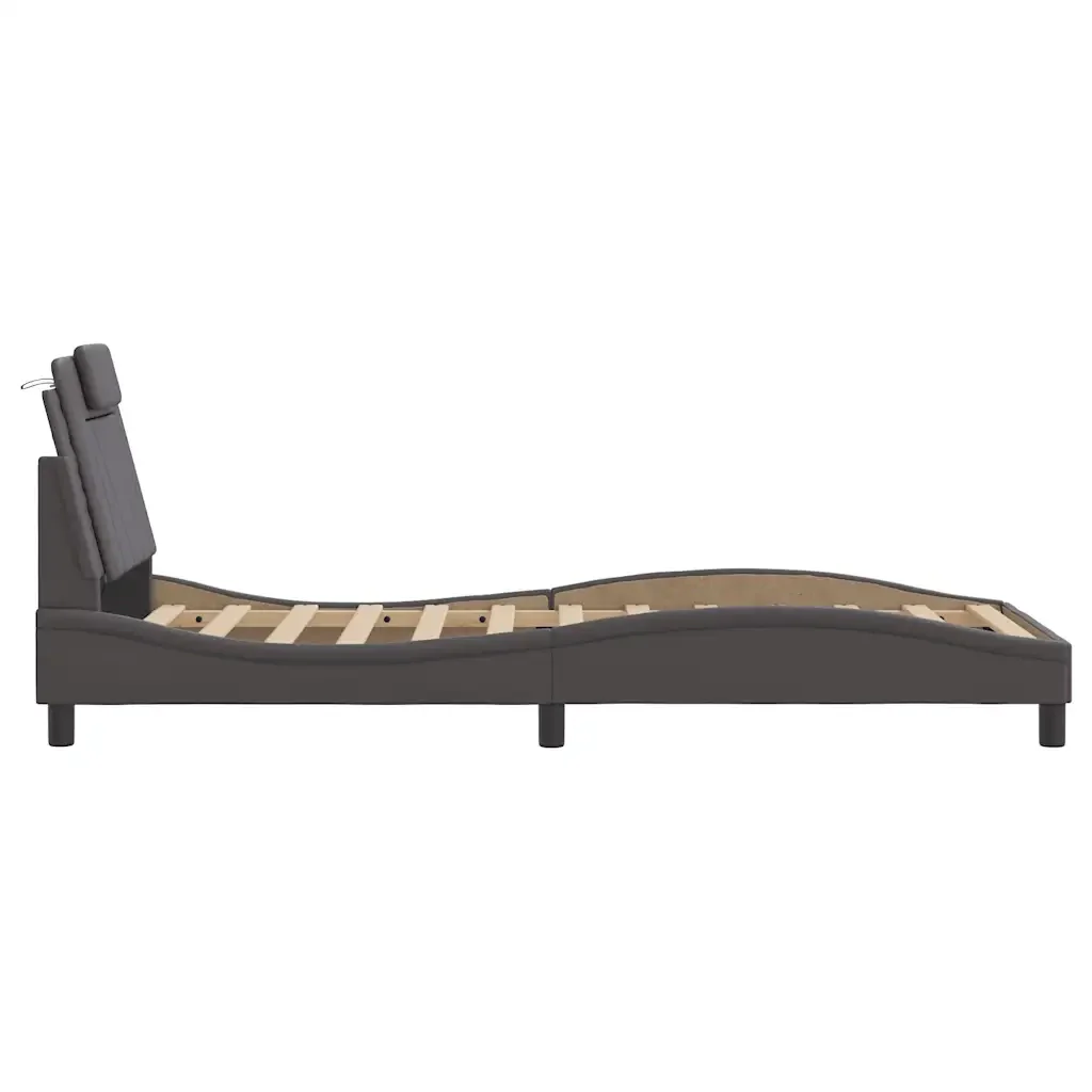 Letto singolo | Letto per adulti | Giroletto Viana con LED senza Materasso Grigio 90x190 cm - Image 9