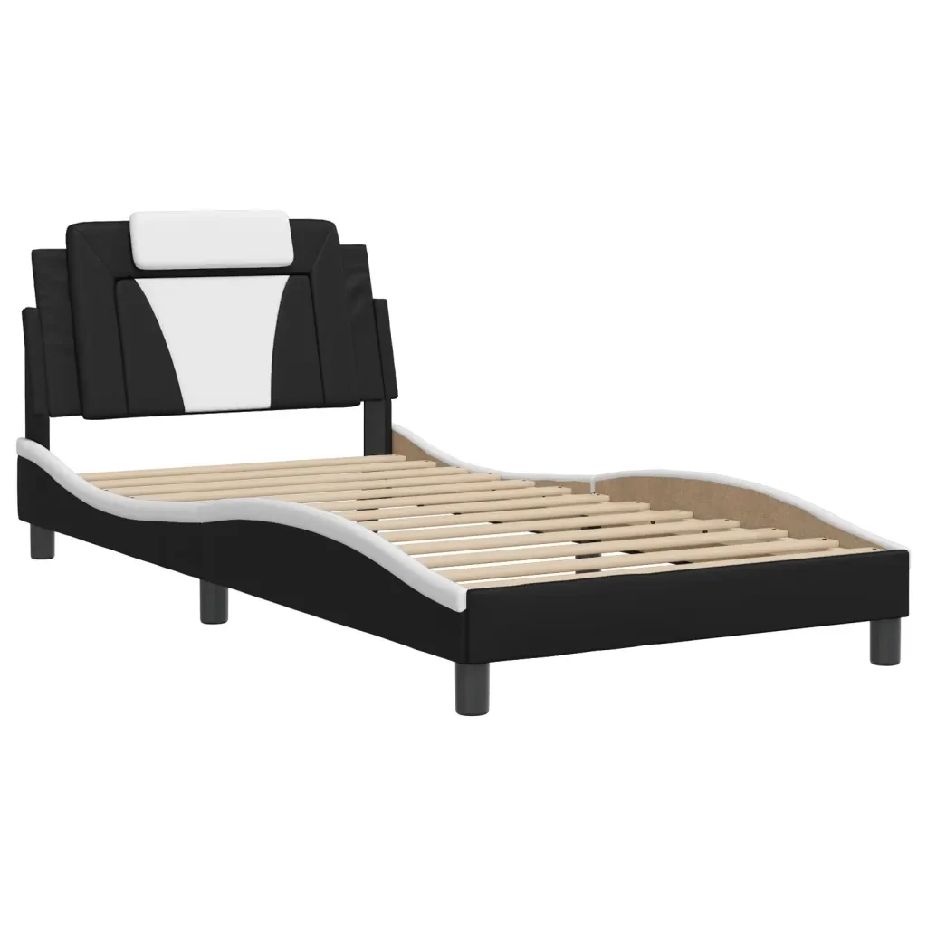 Letto singolo | Letto per adulti | Giroletto Viana con LED senza Materasso Nero e Bianco 100x200 cm - Image 4