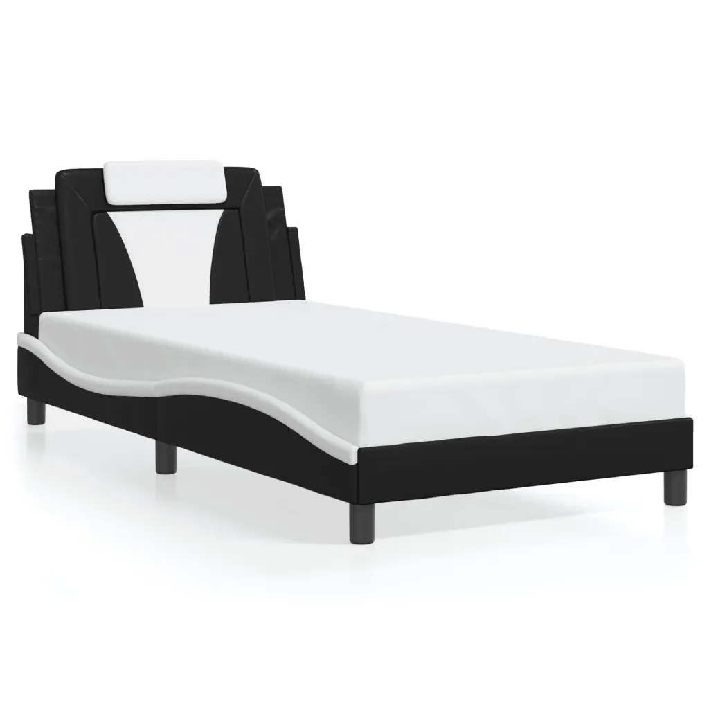 Letto singolo | Letto per adulti | Giroletto Viana con LED senza Materasso Nero e Bianco 100x200 cm - Image 5