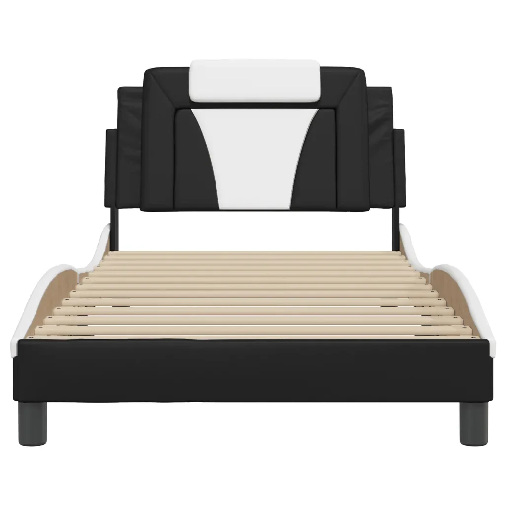 Letto singolo | Letto per adulti | Giroletto Viana con LED senza Materasso Nero e Bianco 100x200 cm - Image 6