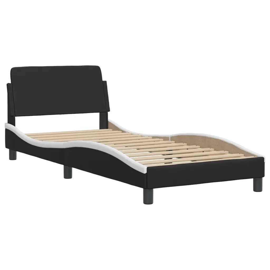 Letto singolo | Letto per adulti | Giroletto Viana con LED senza Materasso Nero e Bianco 80x200 cm - Image 8