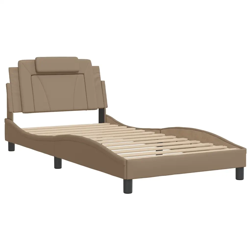 Letto singolo | Letto per adulti | Giroletto Viana senza Materasso Cappuccino 100x200 cm in Similpelle - Image 2