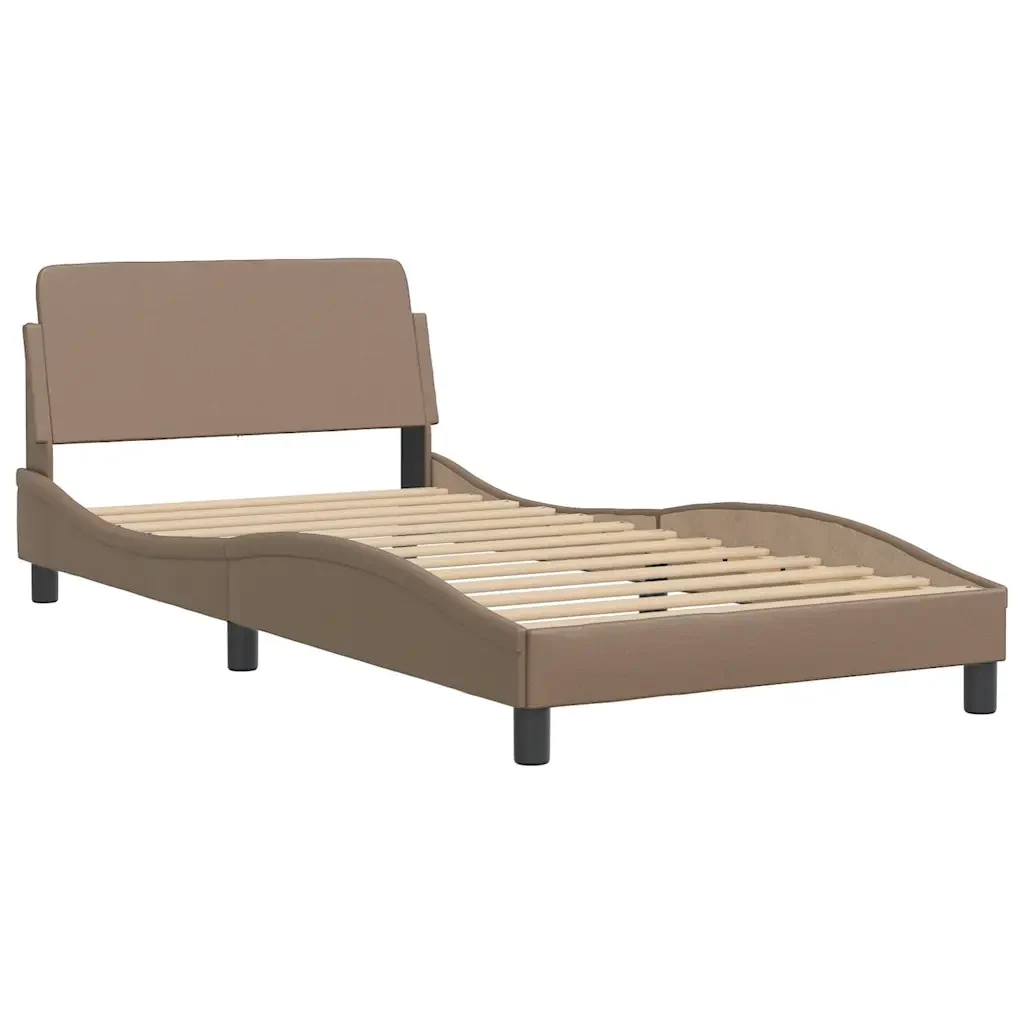 Letto singolo | Letto per adulti | Giroletto Viana senza Materasso Cappuccino 100x200 cm in Similpelle - Image 4
