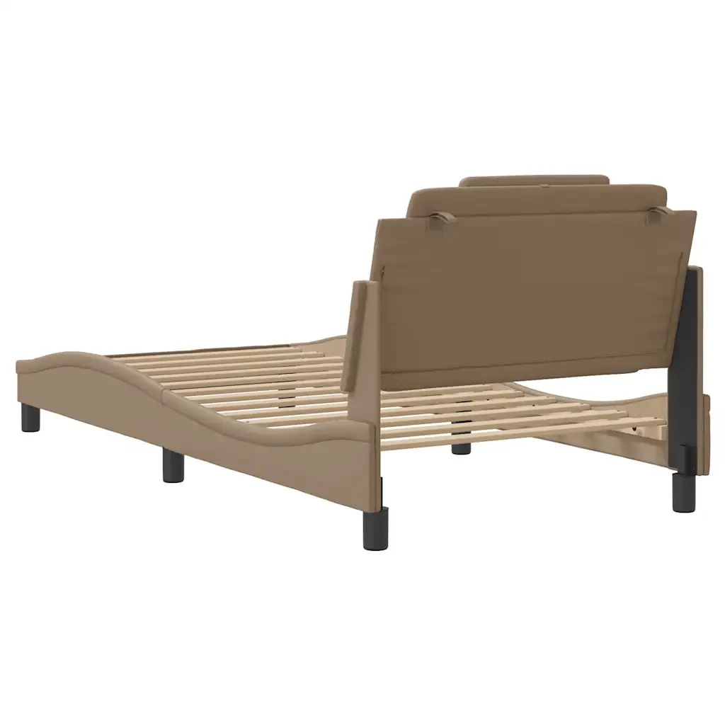 Letto singolo | Letto per adulti | Giroletto Viana senza Materasso Cappuccino 100x200 cm in Similpelle - Image 5