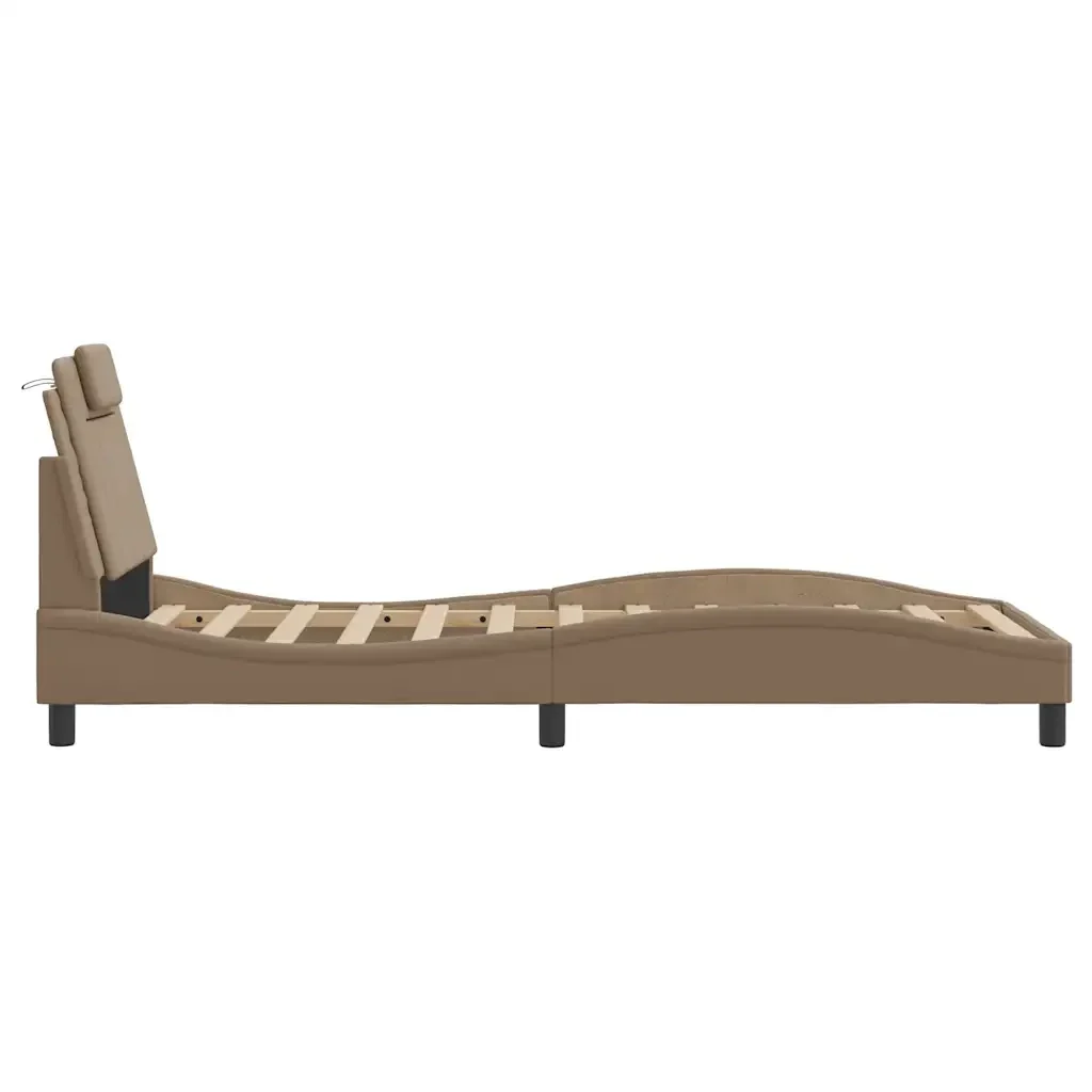 Letto singolo | Letto per adulti | Giroletto Viana senza Materasso Cappuccino 80x200 cm in Similpelle - Image 7