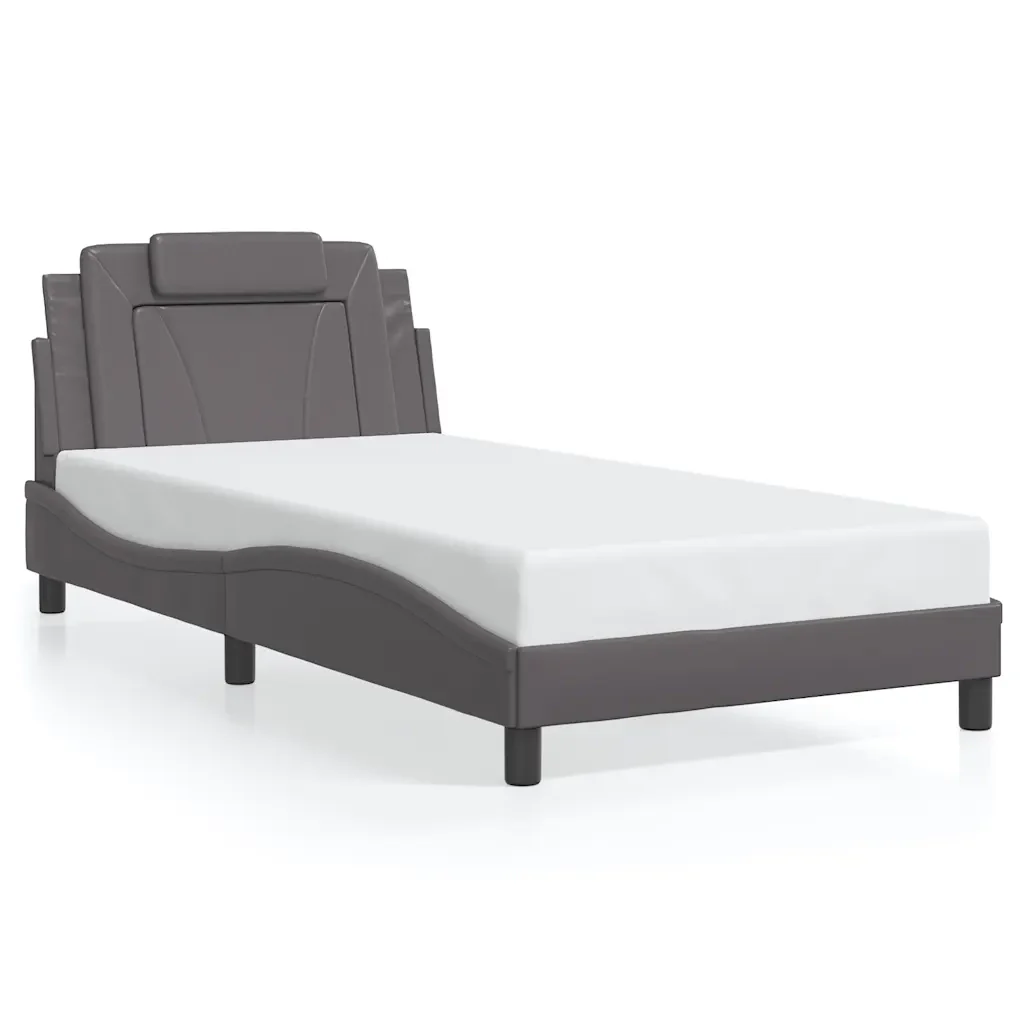 Letto singolo | Letto per adulti | Giroletto Viana senza Materasso Crema 100x200 cm in Similpelle