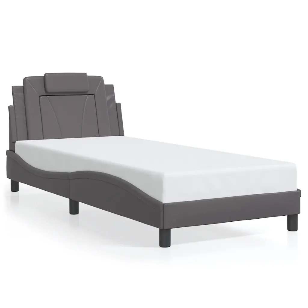 Letto singolo | Letto per adulti | Giroletto Viana senza Materasso Crema 80x200 cm in Similpelle