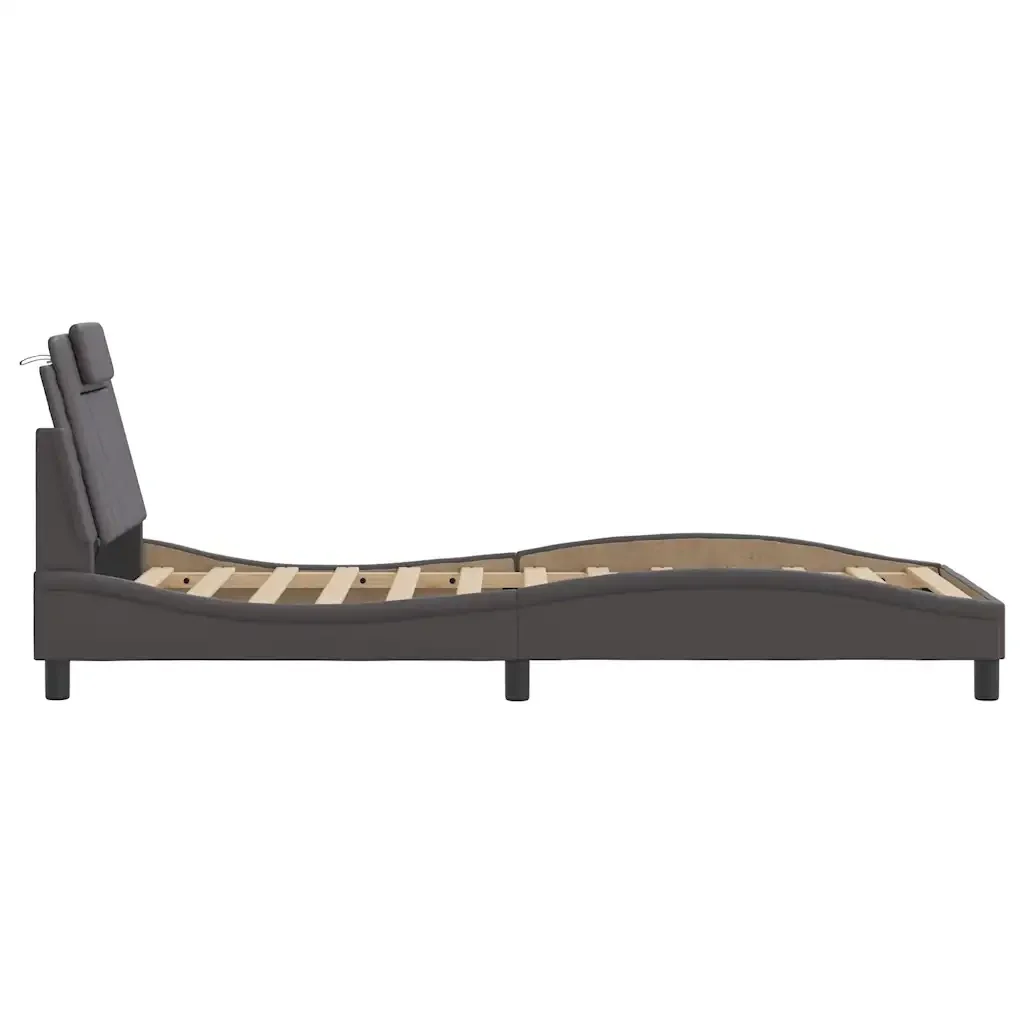 Letto singolo | Letto per adulti | Giroletto Viana senza Materasso Crema 90x190 cm in Similpelle - Image 7