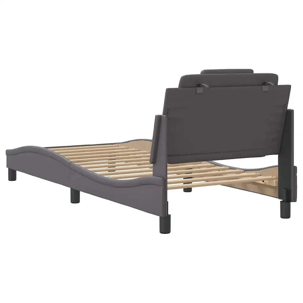 Letto singolo | Letto per adulti | Giroletto Viana senza Materasso Crema 90x200 cm in Similpelle - Image 6