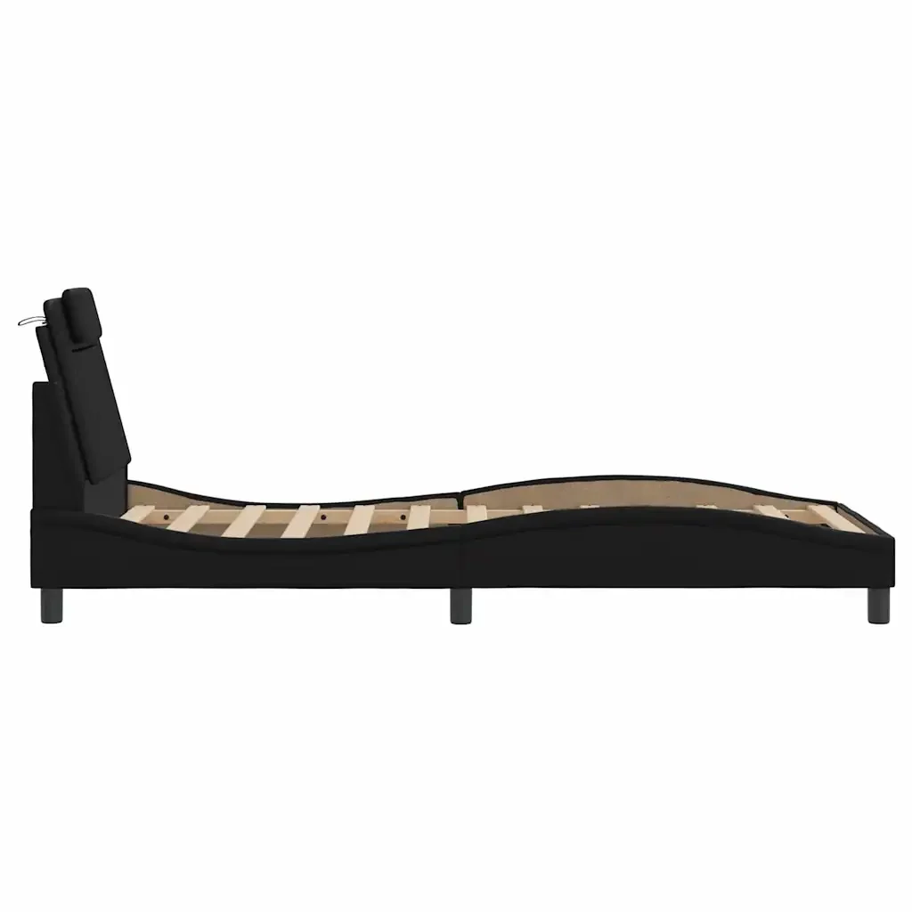 Letto singolo | Letto per adulti | Giroletto Viana senza Materasso Nero 80x200 cm in Similpelle - Image 7