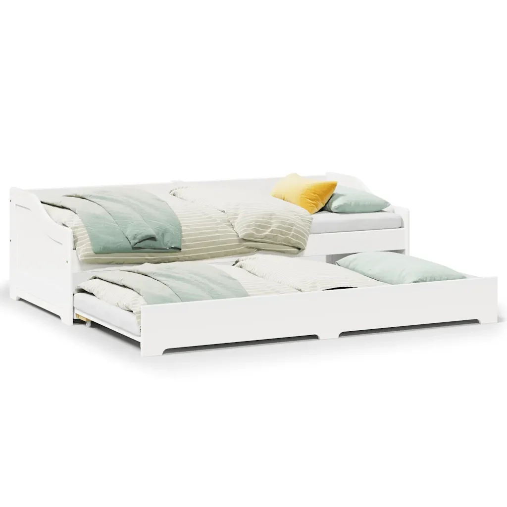 Letto singolo | Letto per adulti | Lettino con Rotelle senza Materasso IRUN Bianco 90x200 cm