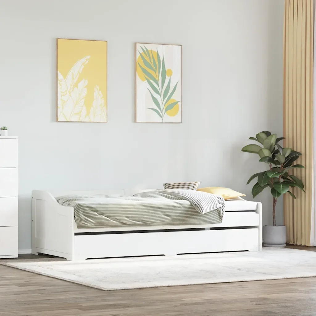 Letto singolo | Letto per adulti | Lettino con Rotelle senza Materasso IRUN Bianco 90x200 cm - Image 3