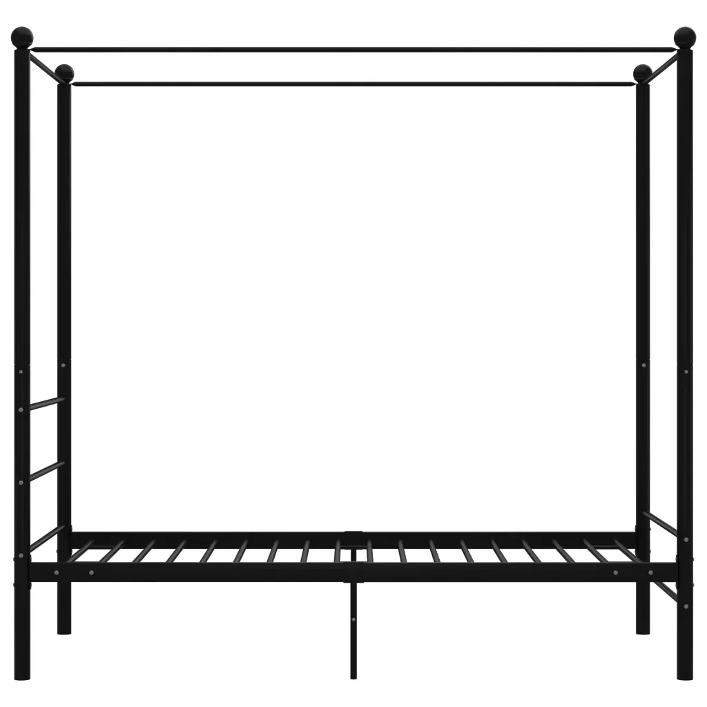 Letto singolo | Letto per adulti | Letto a Baldacchino Nero in Metallo 90x200 cm - Image 3