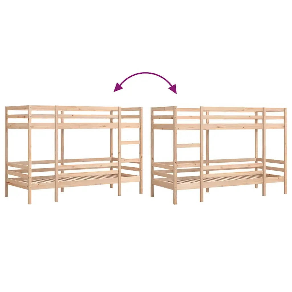 Letto singolo | Letto per adulti | Letto a Castello 80x200 cm in Legno Massello di Pino - Image 8