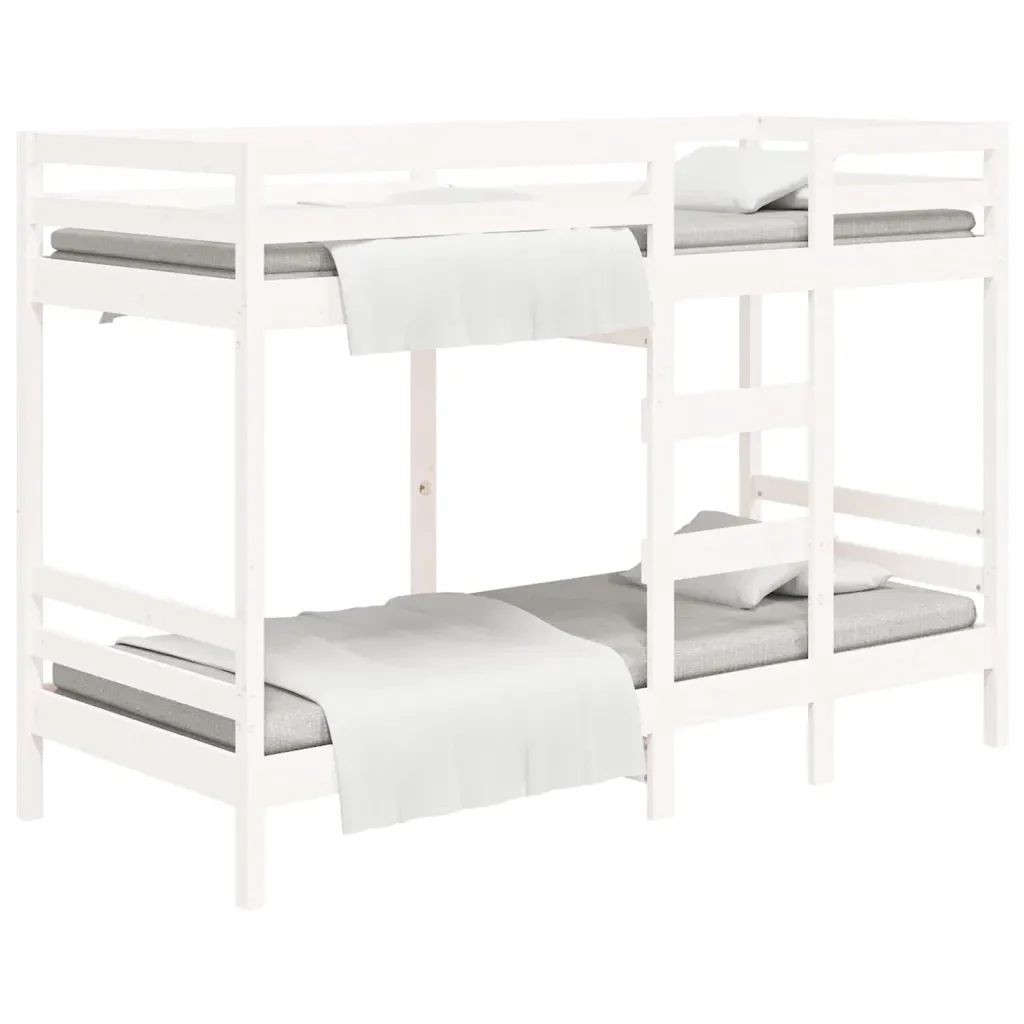 Letto singolo | Letto per adulti | Letto a Castello Bianco 75x190 cm in Legno Massello di Pino