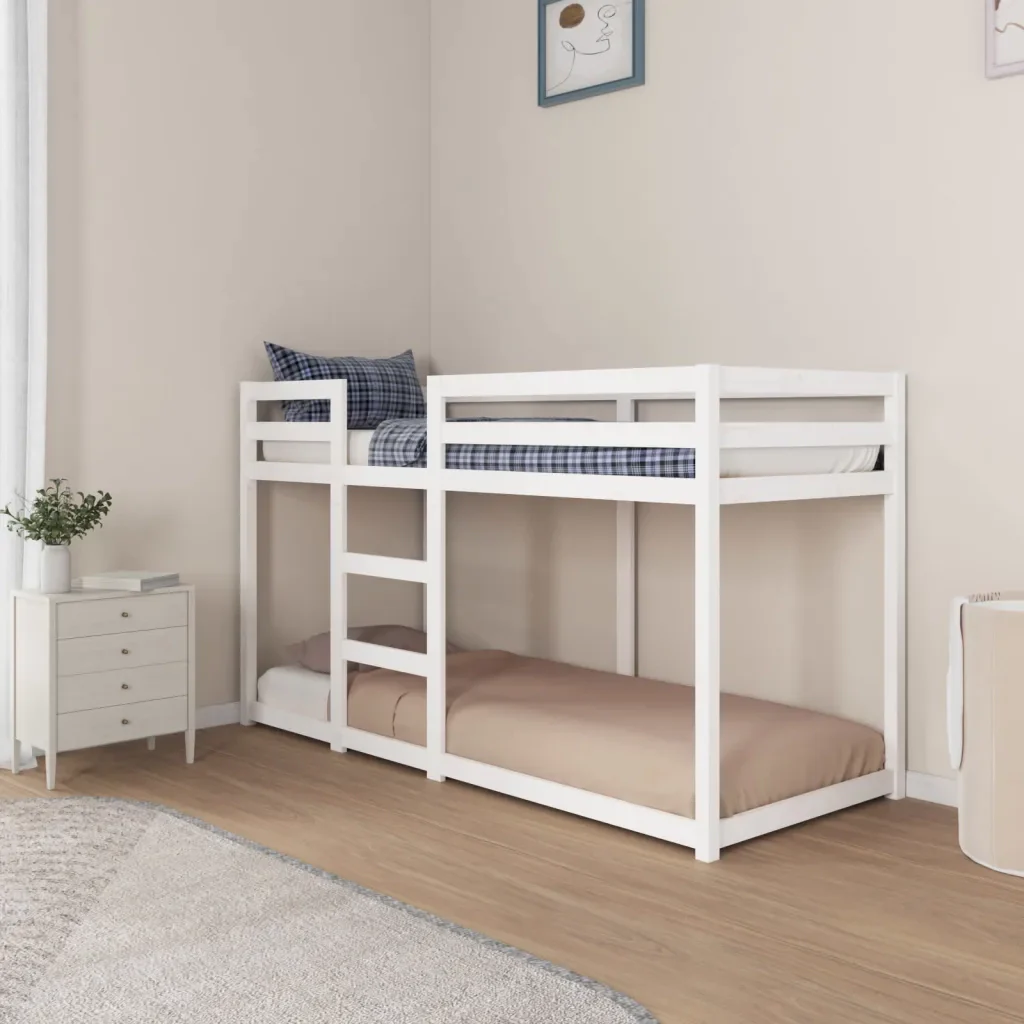 Letto singolo | Letto per adulti | Letto a Castello Bianco 75x190 cm in Legno Massello di Pino - Image 3
