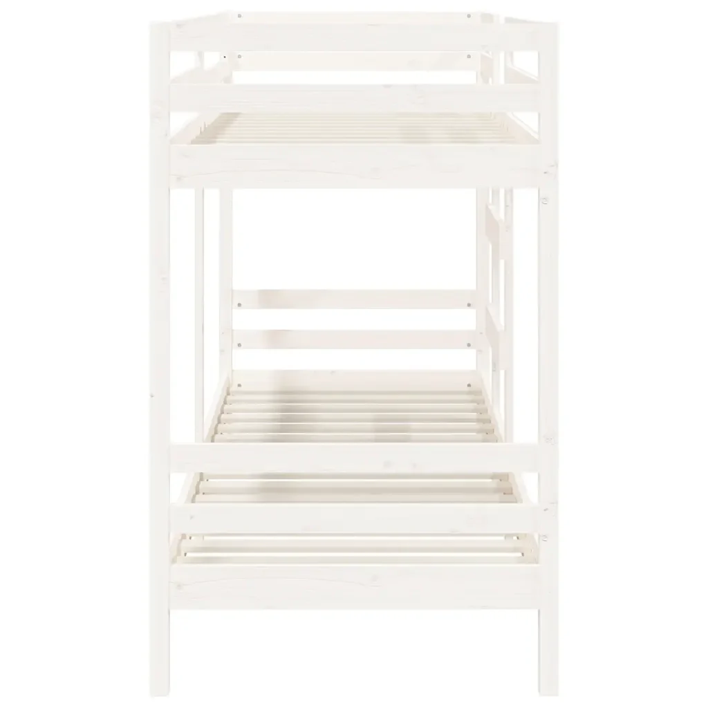 Letto singolo | Letto per adulti | Letto a Castello Bianco 75x190 cm in Legno Massello di Pino - Image 6