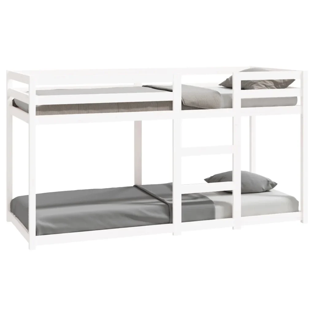 Letto singolo | Letto per adulti | Letto a Castello Bianco 80x200 cm in Legno Massello di Pino