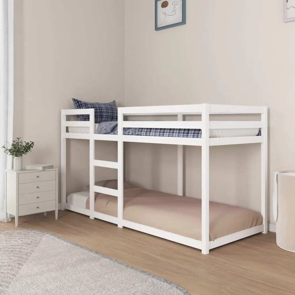 Letto singolo | Letto per adulti | Letto a Castello Bianco 80x200 cm in Legno Massello di Pino - Image 3