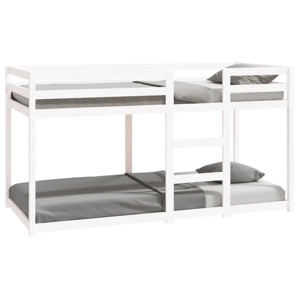 Letto singolo | Letto per adulti | Letto a Castello Bianco 90x200 cm in Legno Massello di Pino